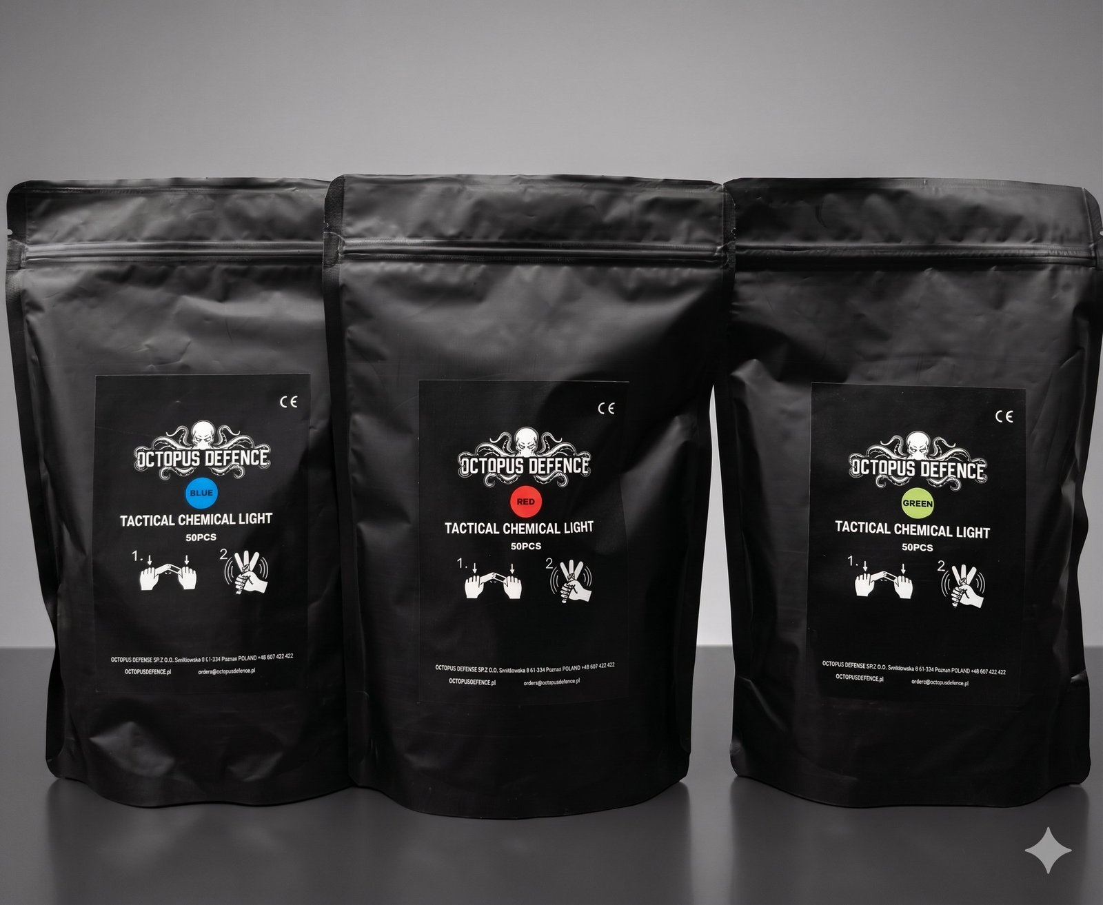 Tactical Chemical Light — blue, red and green 50pcs variants